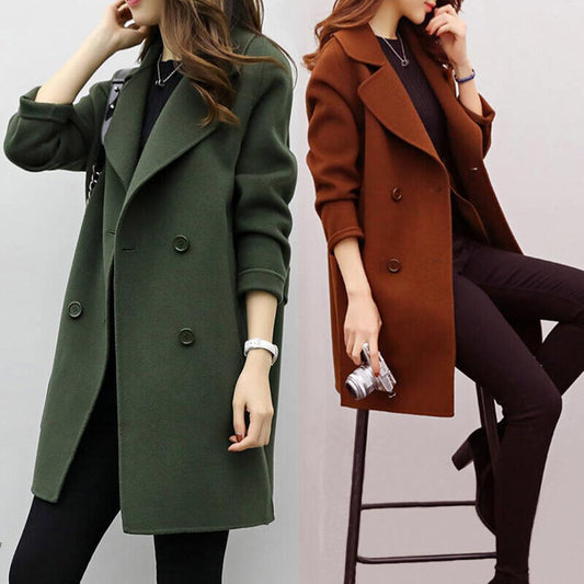2019 New Jacket Women Coat Winter Office Long Sleeve Button Wool Coat Women Coat